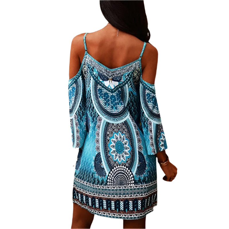 Sammy - Blå off-the-shoulder sommerkjole