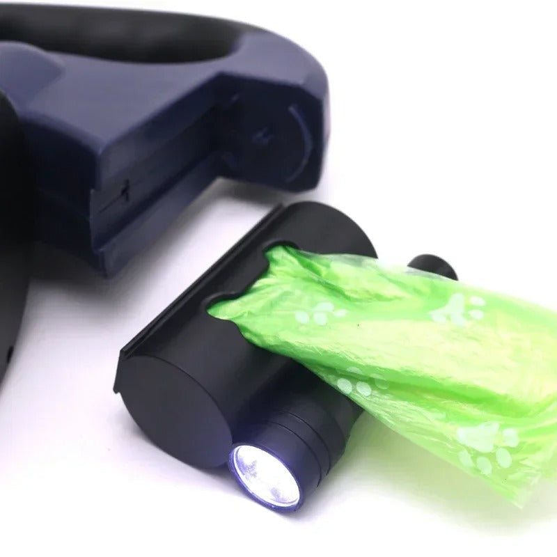 LumiLeash 2-i-1 dobbelt hundebånd med LED-lys og holder for søppelpose