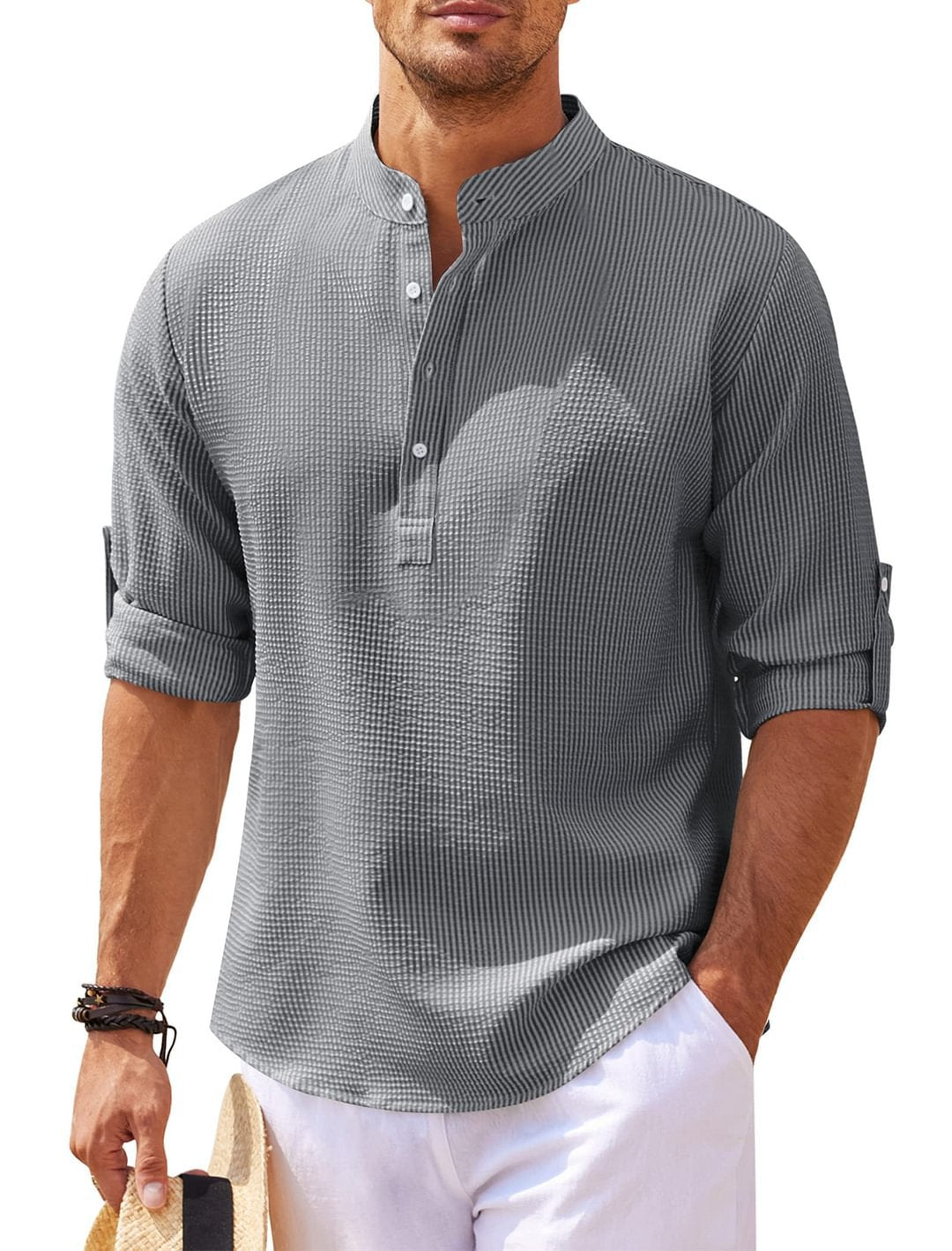 Michael - Avslappet sommerskjorte uten krage - Summer Chic