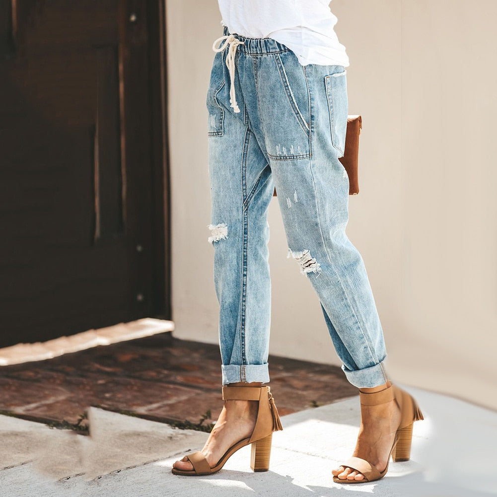 DenimEase – Moderne jeans for kvinner med elastisk linning