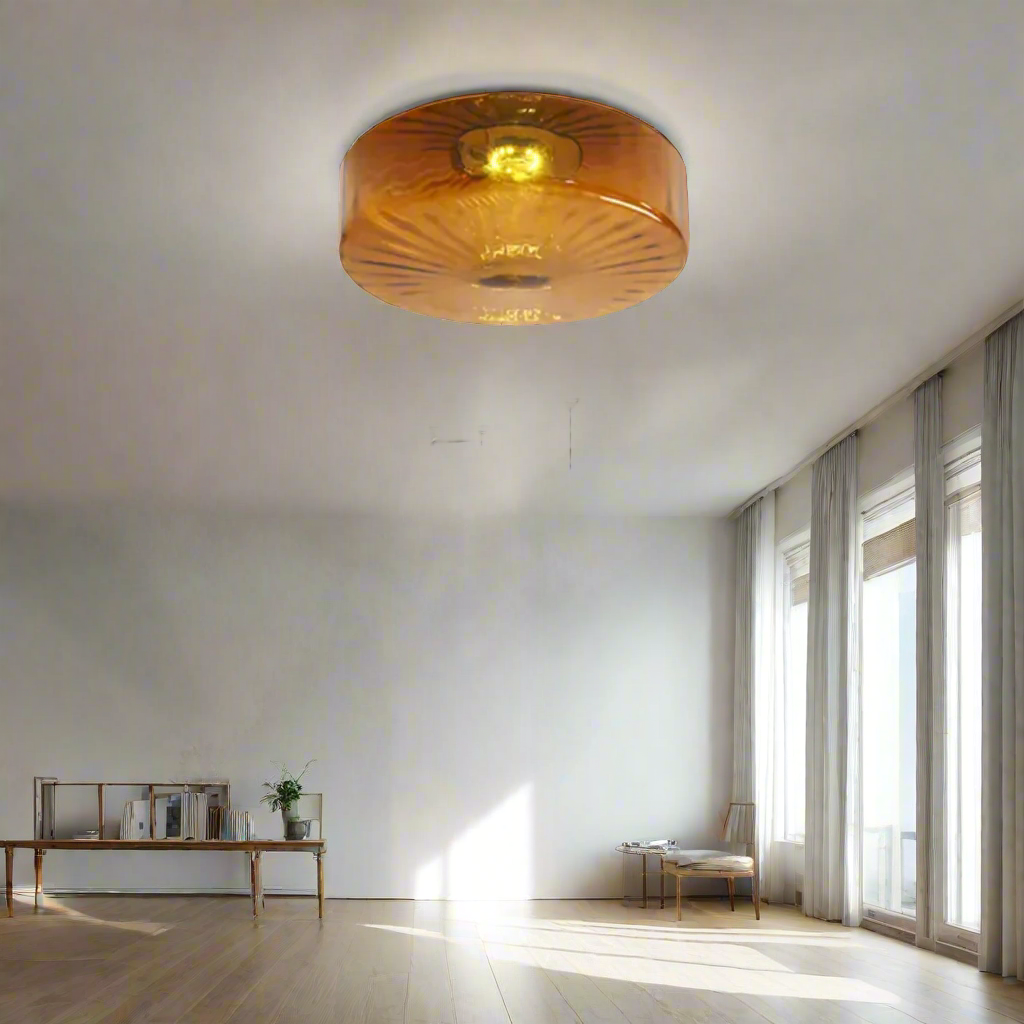 GlowSphere - Teksturert ravfarget glass innfelt taklampe
