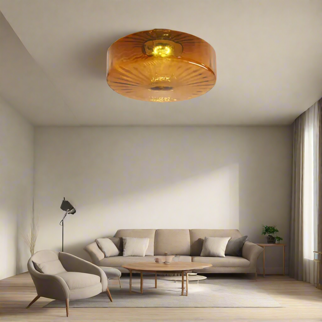 GlowSphere - Teksturert ravfarget glass innfelt taklampe