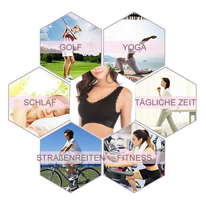 Jenna trådløs front-BH med korsstropper og blonder