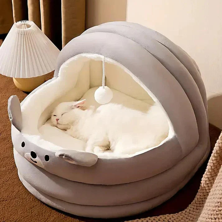 CozyCave - Dyreseng med hette for katter og små hunder