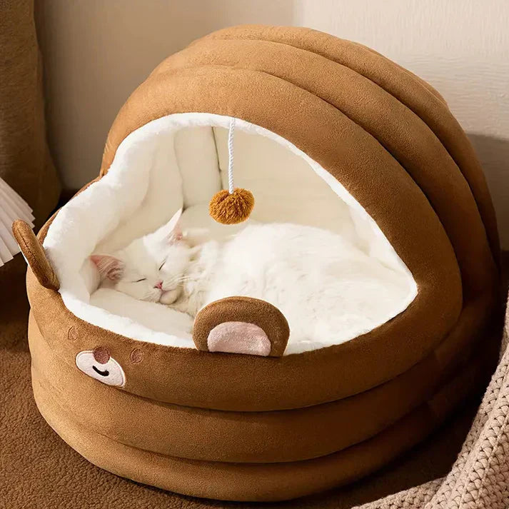 CozyCave - Dyreseng med hette for katter og små hunder