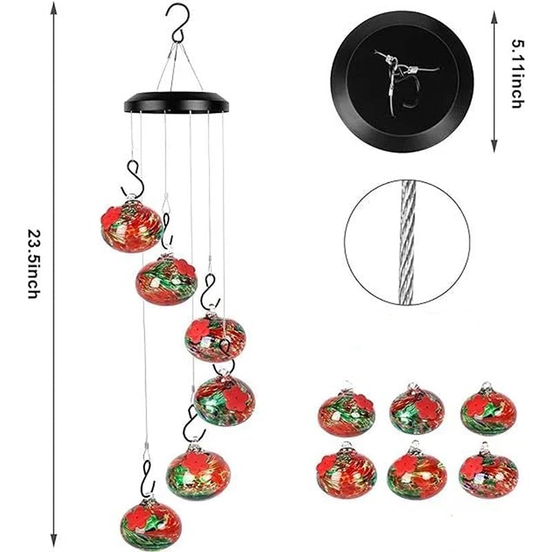 ChimeFeeder - Munnblåst glassmater for kolibri med vindklokke