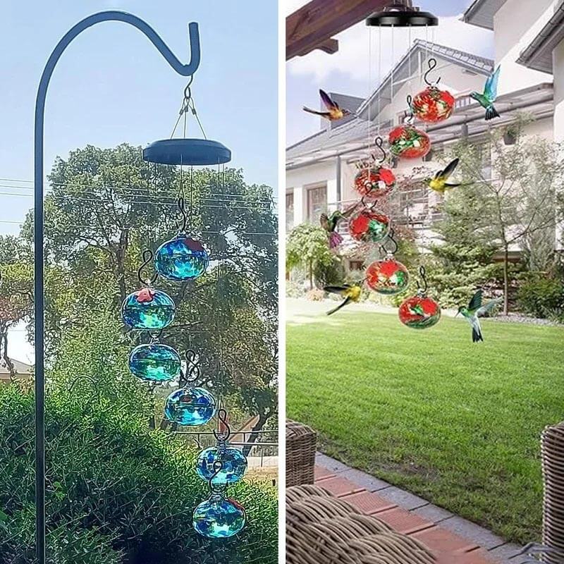 ChimeFeeder - Munnblåst glassmater for kolibri med vindklokke