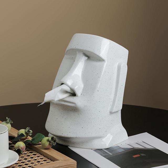 StatueTissue - finurlig Moai-skjerfholder for stilige rom