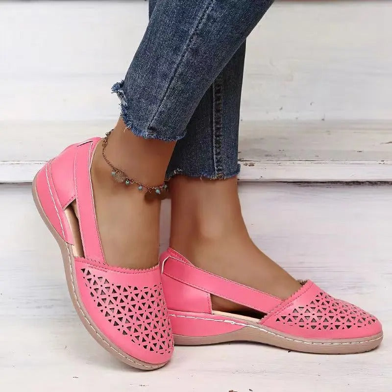 Solenn - Uanstrengt perforert kile Espadrille flate sko