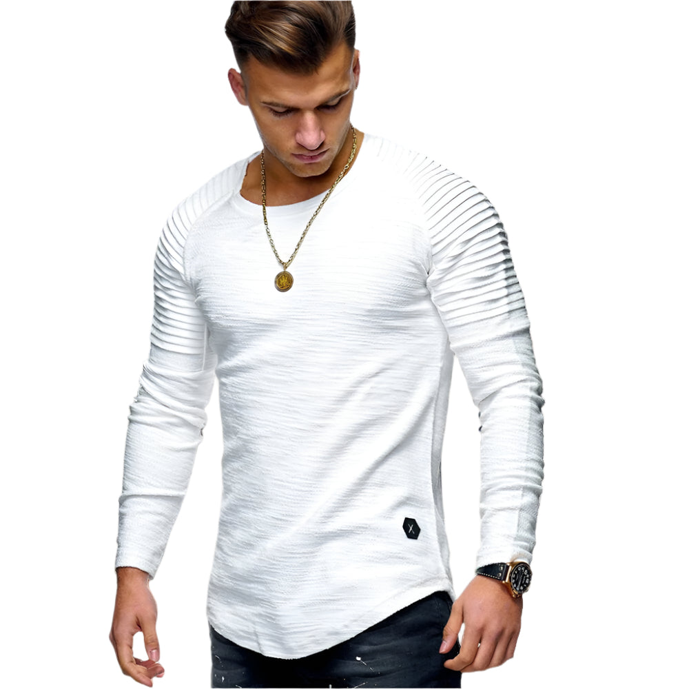 Jake - Herre plissert raglan-genser med buet kant