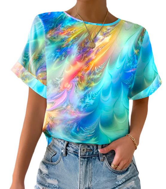 Madeline - Abstrakt tie-dye-bluse for kvinner