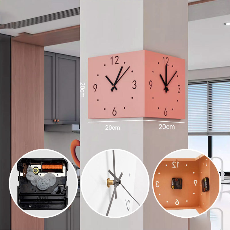 TimeEdge Modern Dobbel Fasade Hjørneklokke med LED-belysning
