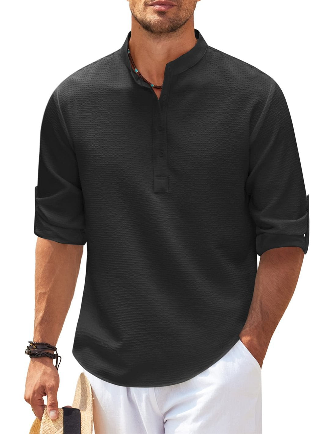 Michael - Avslappet sommerskjorte uten krage - Summer Chic