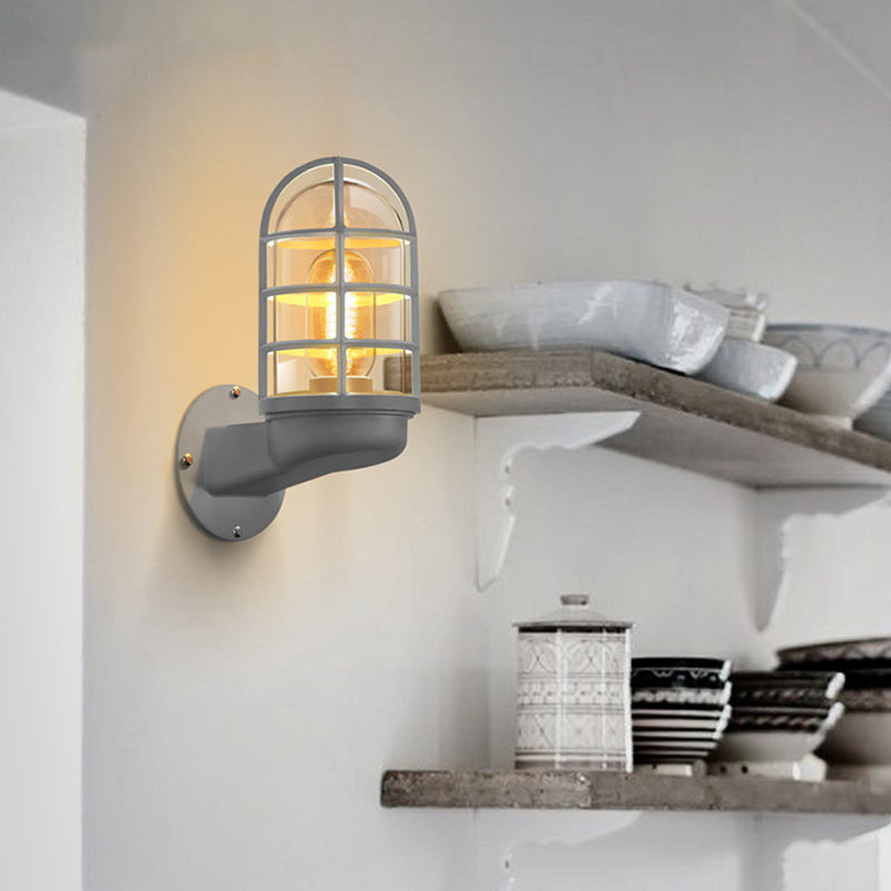 CageGlow - Industriell vegglampe med feste i klart glass