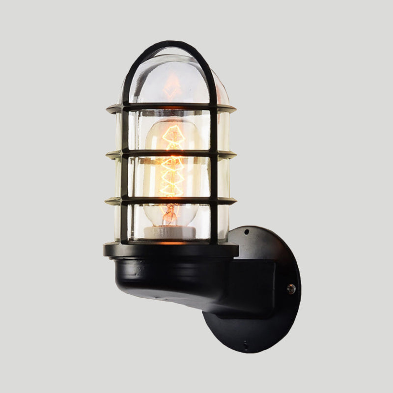 CageGlow - Industriell vegglampe med feste i klart glass