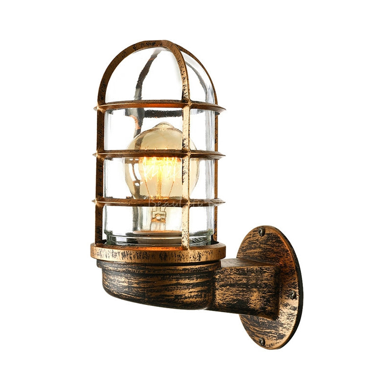 CageGlow - Industriell vegglampe med feste i klart glass