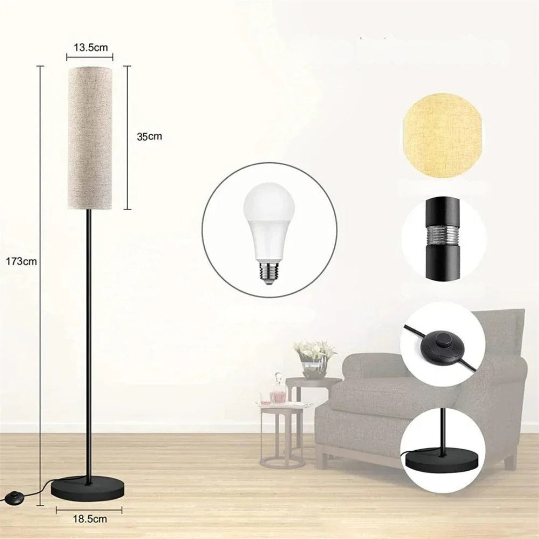 LumiCyl – Moderne gulvlampe med sylindrisk stoffskjerm