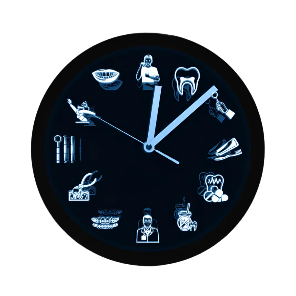LumiDent LED-veggklokke – design for tannlegeutstyr med flerfarget LED-lys
