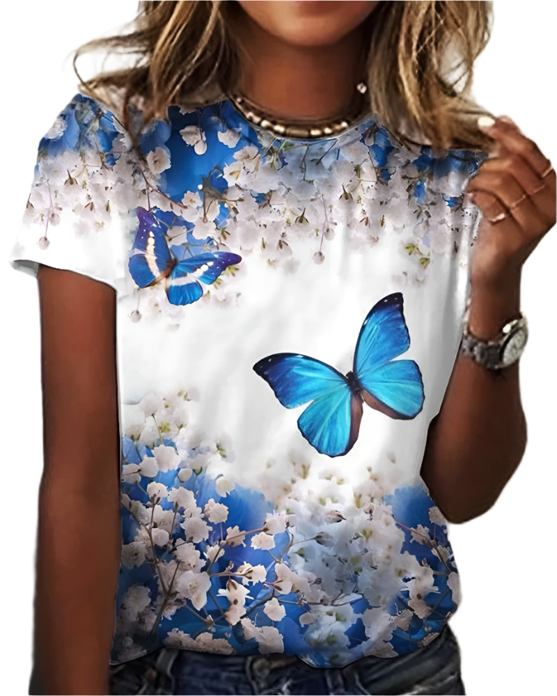 Alma - Bluse med kunstnerisk blomstertrykk
