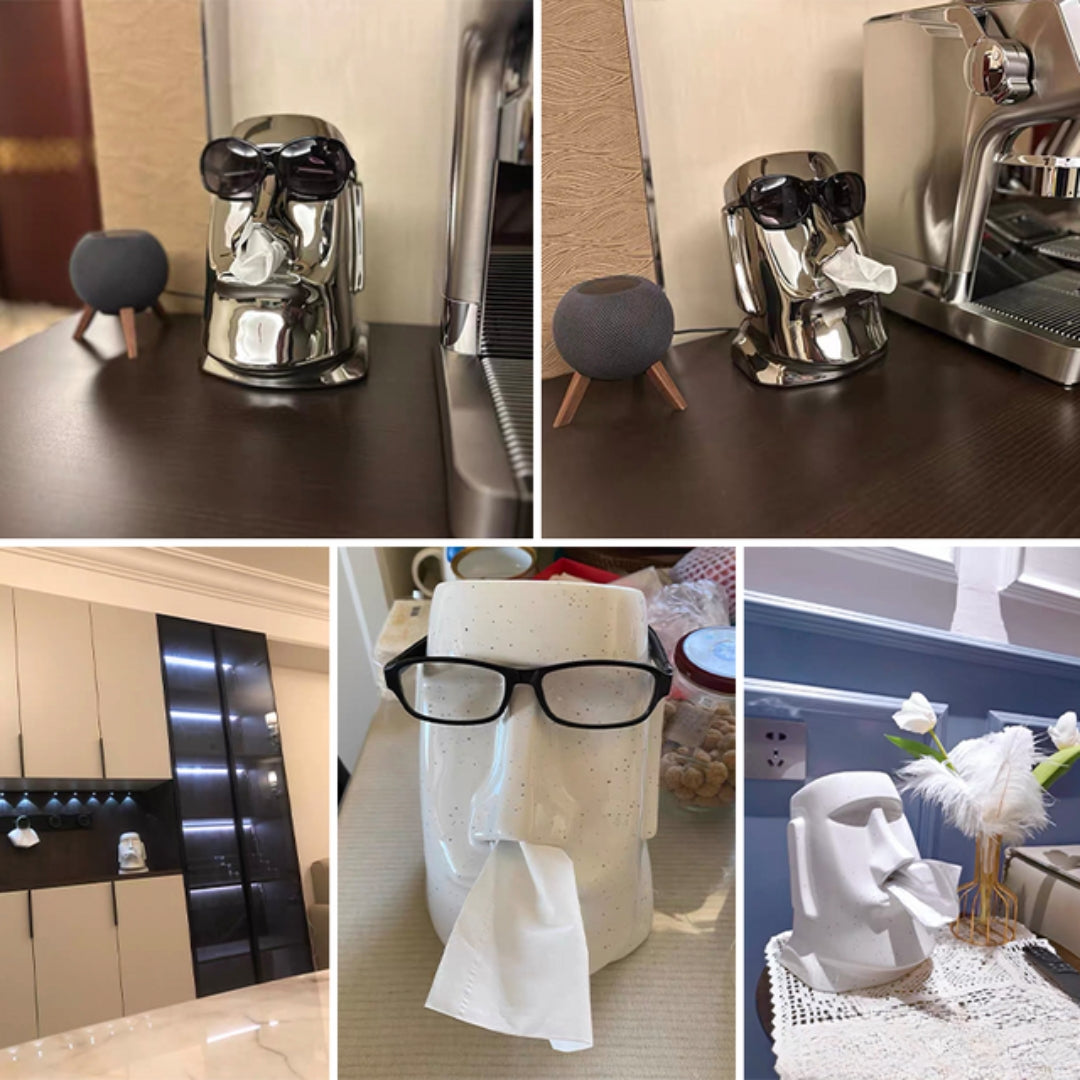StatueTissue - finurlig Moai-skjerfholder for stilige rom