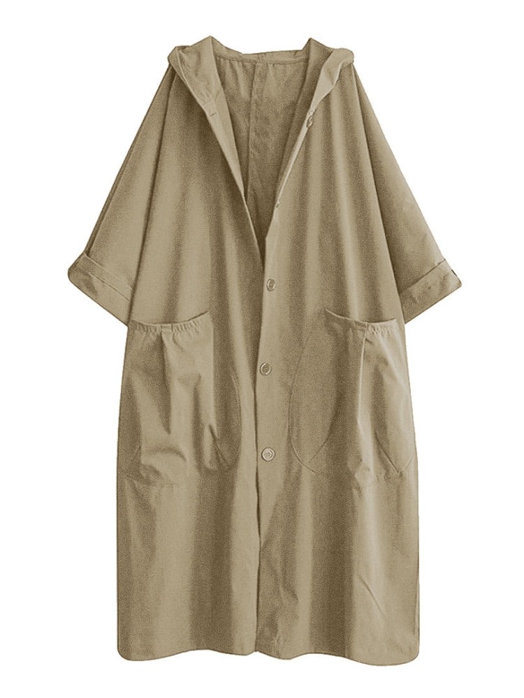Sofie lett trenchcoat med hette og knappelukking for kvinner