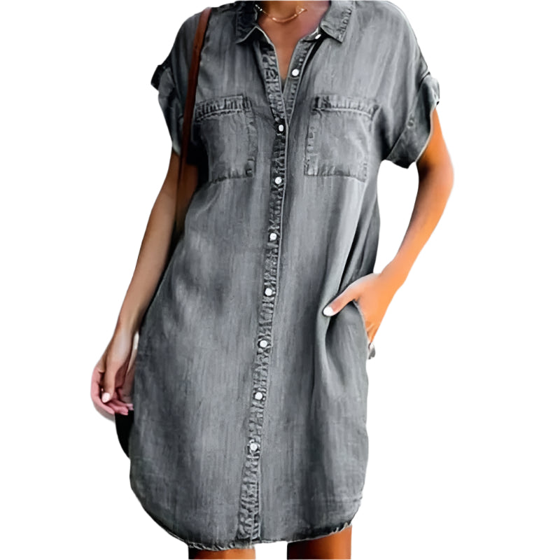 Lydia - Klassisk denimkjole med knapper