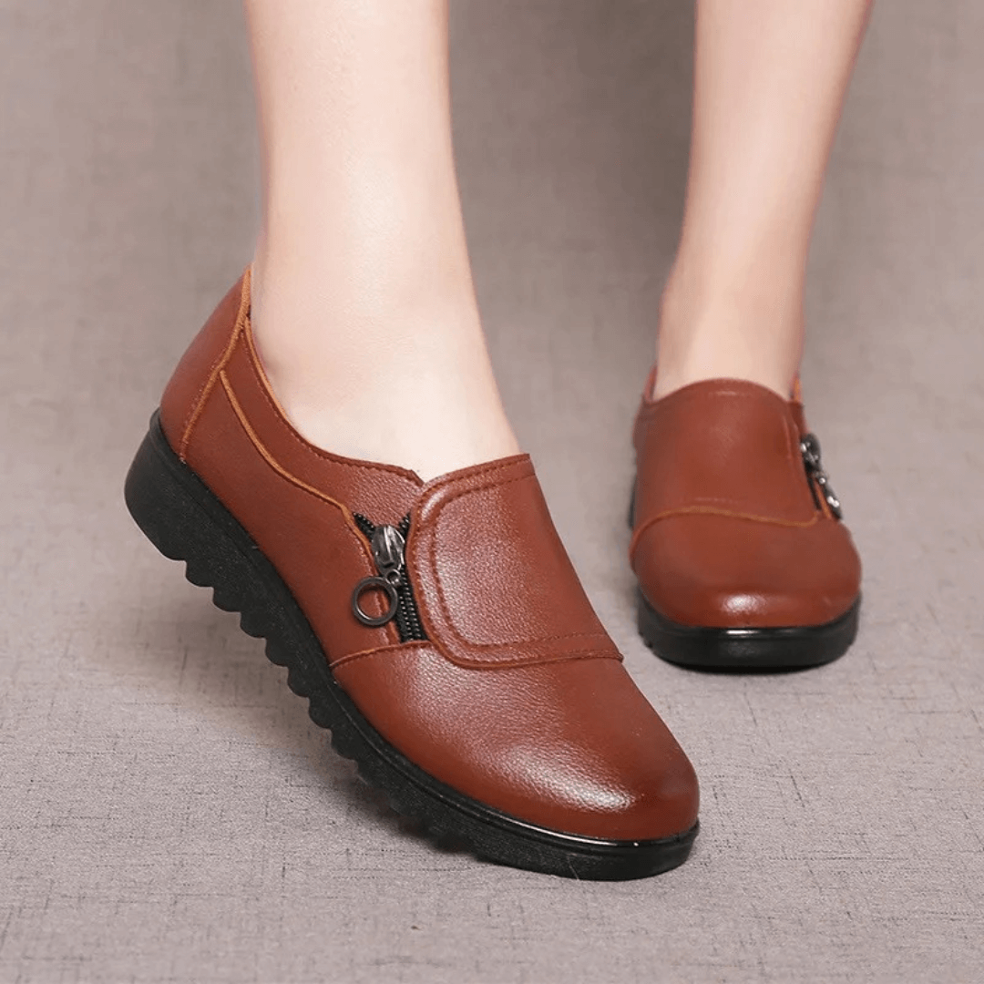 Lisa - Moderne komfort veganske kile loafers i skinn