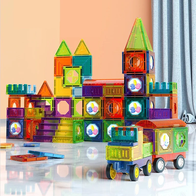 Glow Tiles - Magnetisk glødende byggesett - 69-delers STEM-aktivitetssett for barn
