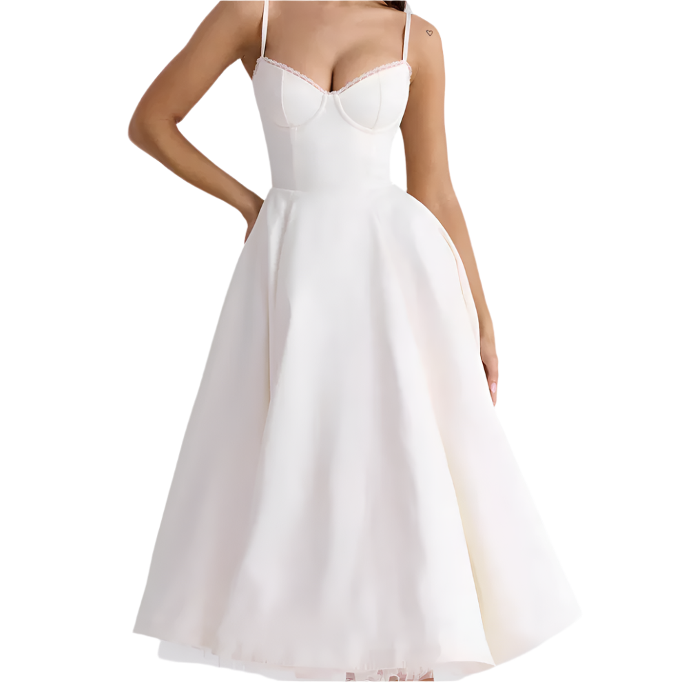 Ofelia - Vintage-inspirert blonde-midikjole med hjerteform