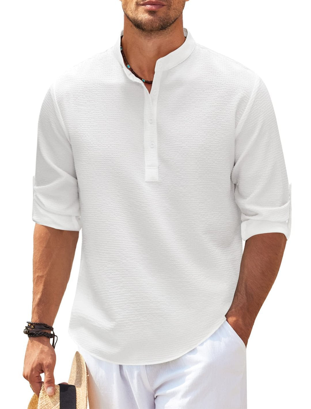 Michael - Avslappet sommerskjorte uten krage - Summer Chic