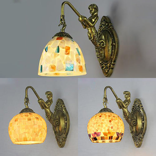 Sjøfruens Hule - Elegant vegglampe med intrikat mosaikk og sjøfruemønster