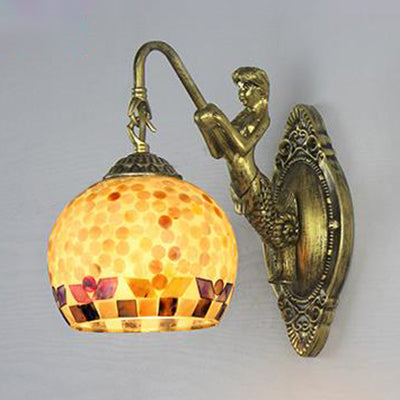 Sjøfruens Hule - Elegant vegglampe med intrikat mosaikk og sjøfruemønster