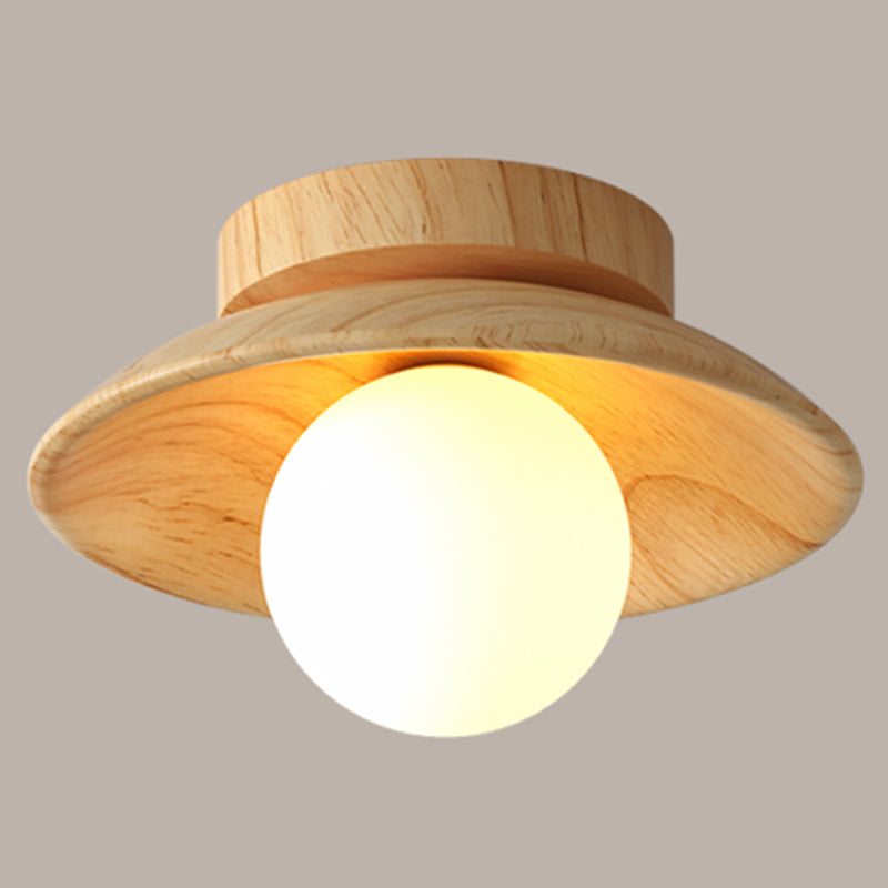 CeilingLight - Midt-tallet moderne tre og Globe innfelt armatur