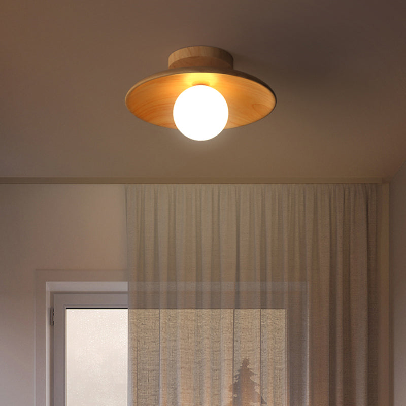 CeilingLight - Midt-tallet moderne tre og Globe innfelt armatur