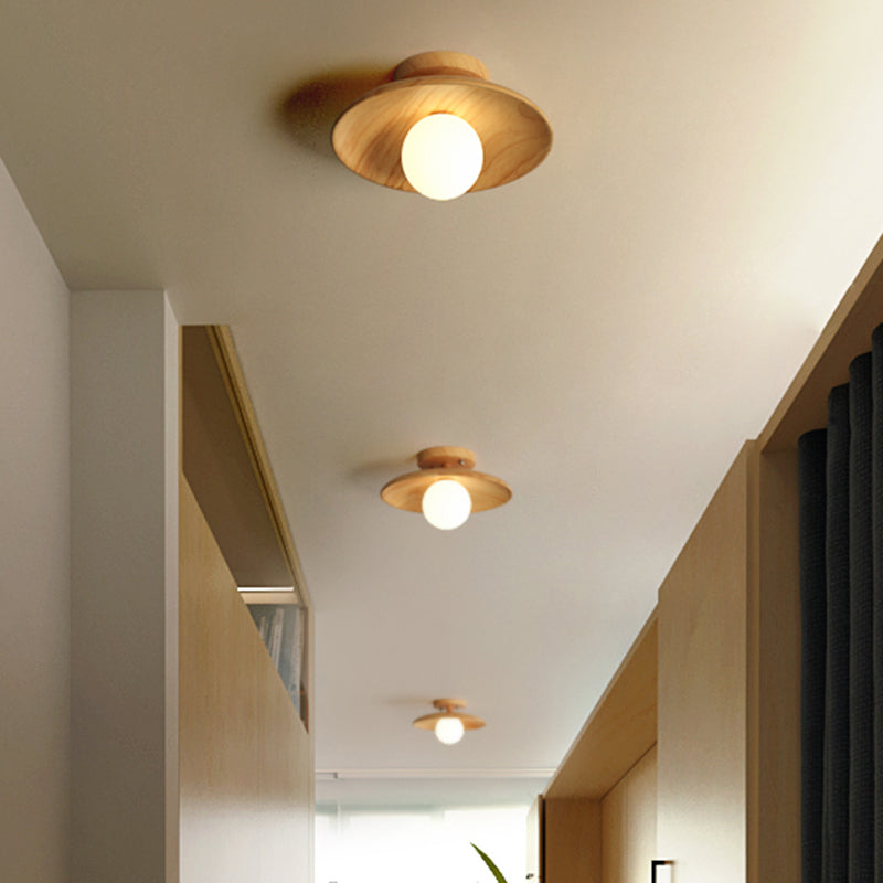 CeilingLight - Midt-tallet moderne tre og Globe innfelt armatur