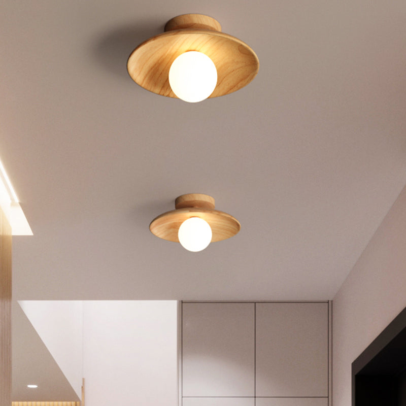 CeilingLight - Midt-tallet moderne tre og Globe innfelt armatur