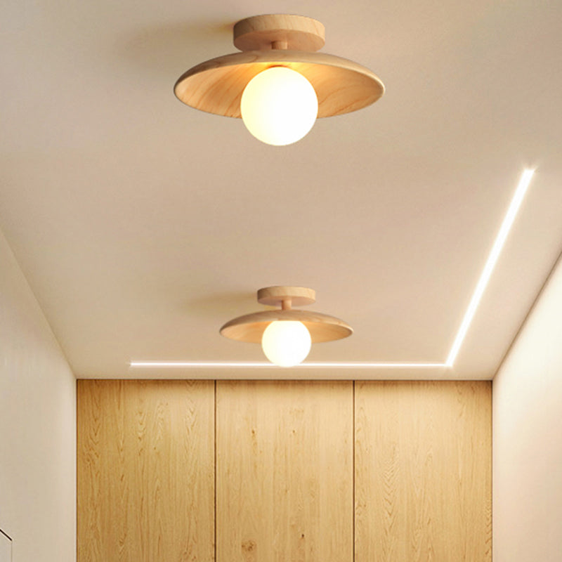 CeilingLight - Midt-tallet moderne tre og Globe innfelt armatur