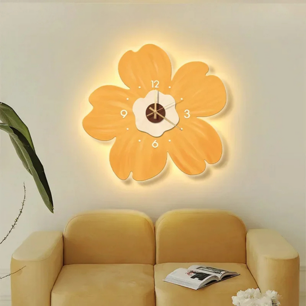 BloomGlow- Veggmontert blomsterklokke med myk LED-belysning