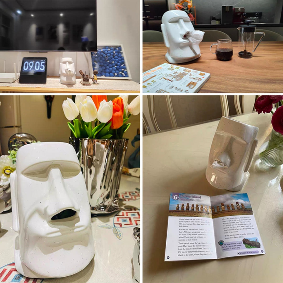 StatueTissue - finurlig Moai-skjerfholder for stilige rom