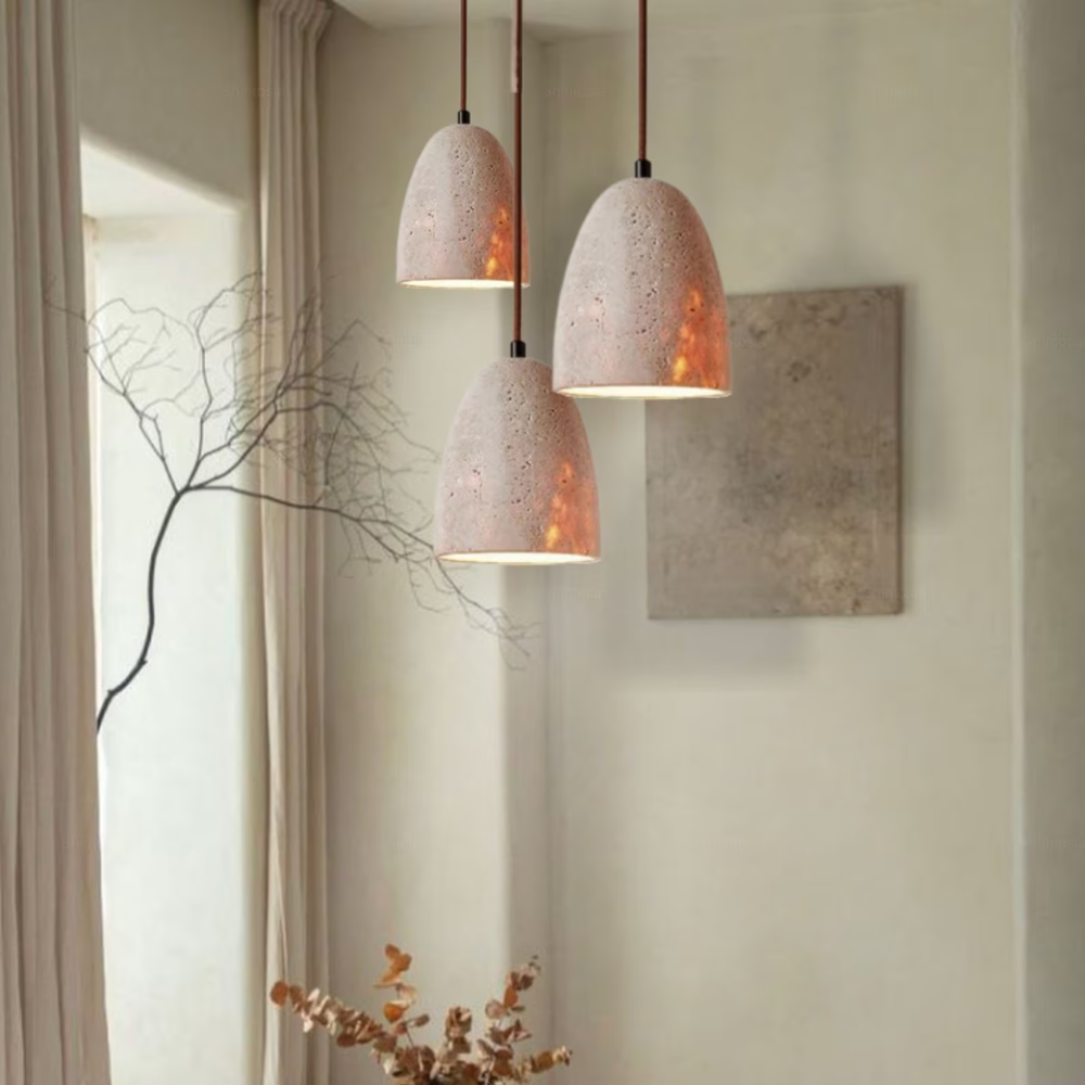 TerraLume - Taklampe med naturlig tekstur av stein og varm belysning
