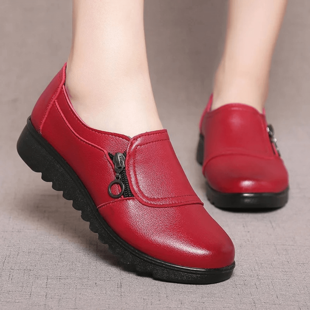 Lisa - Moderne komfort veganske kile loafers i skinn