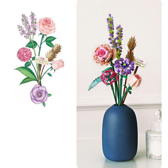 FloraBloom - 3D-blomsterbukett for rolige rom