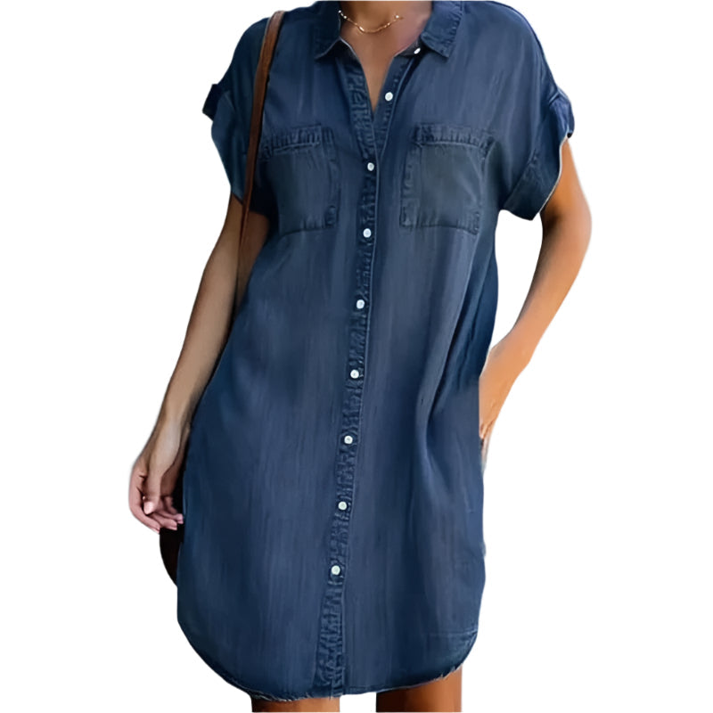 Lydia - Klassisk denimkjole med knapper