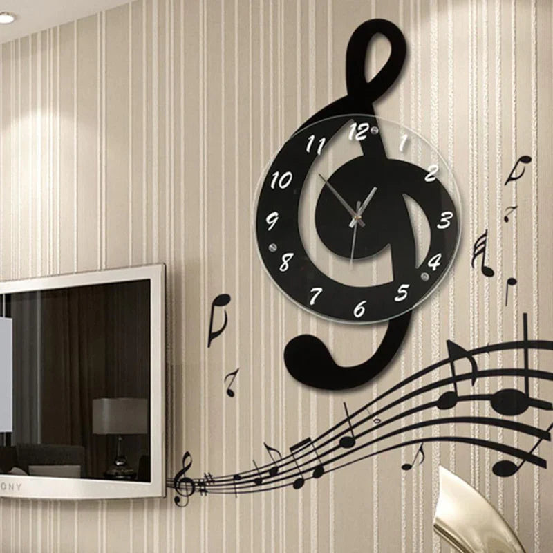 MelodyTime kunstnerisk veggklokke – musikalsk diskantnøkkeldesign for moderne interiør