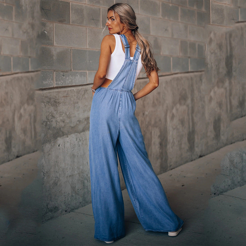 Minda - Avslappet jumpsuit i denim med løs passform