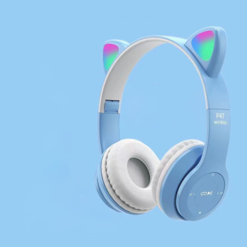 Trådløse LED-katteørehodetelefoner med Bluetooth og innebygd mikrofonkontroll