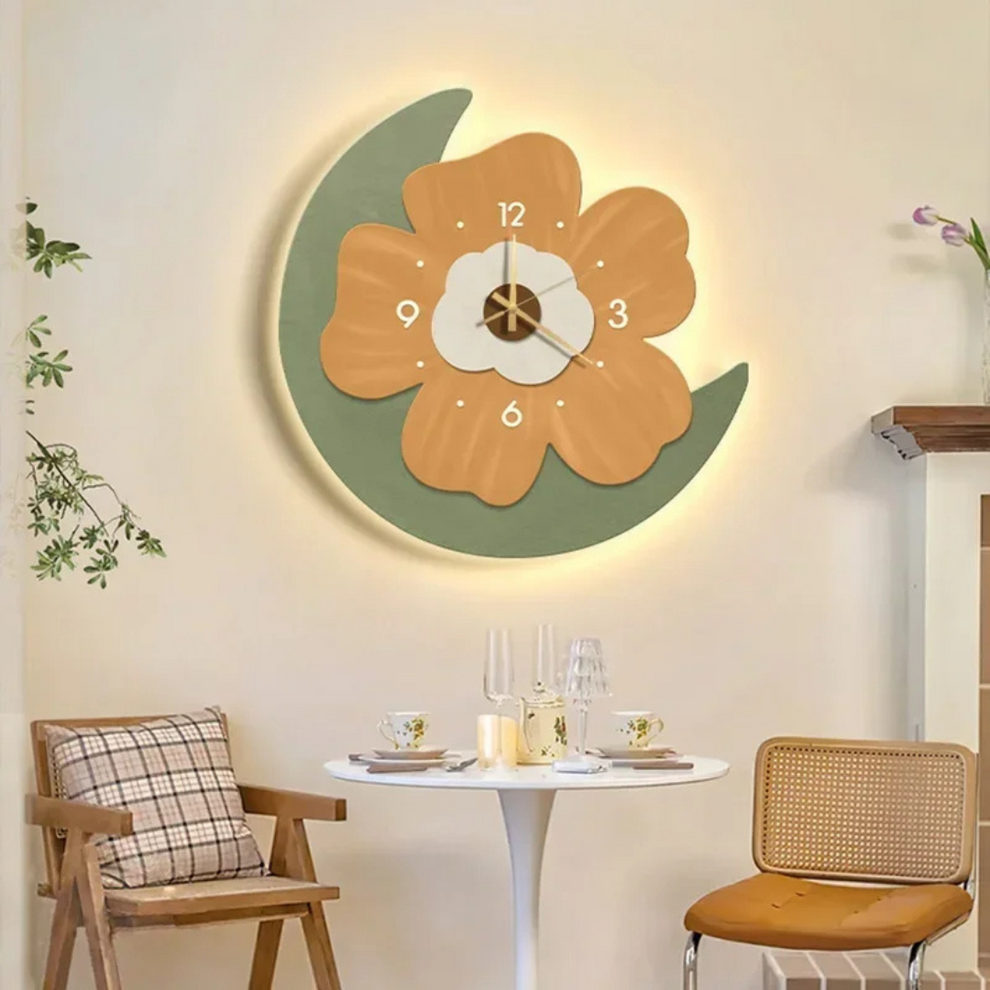 BloomGlow- Veggmontert blomsterklokke med myk LED-belysning
