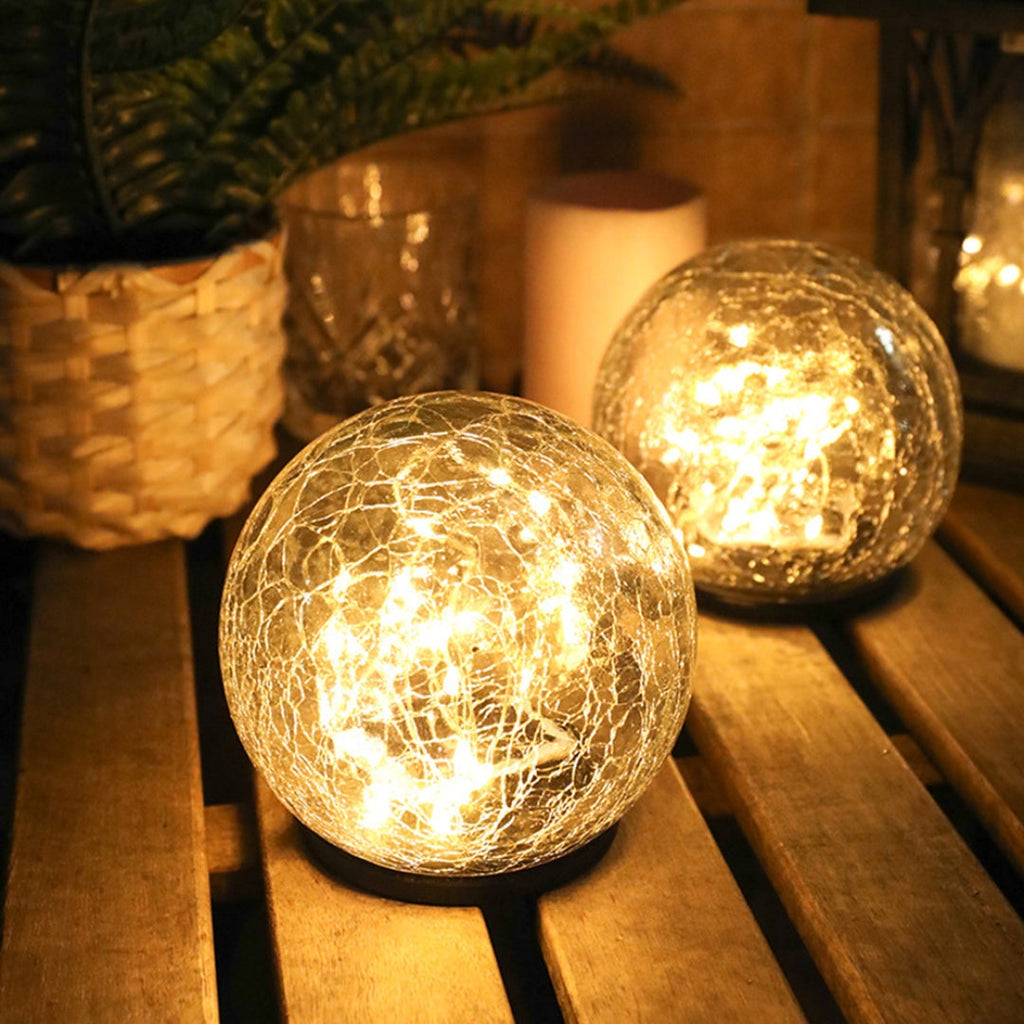 GlowGlobe - Solar Strikket Glass Lampe med Ground Stake