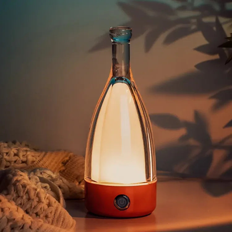 LuminaBottle - Berøringsstyrt flaskeformet bordlampe med USB-lader
