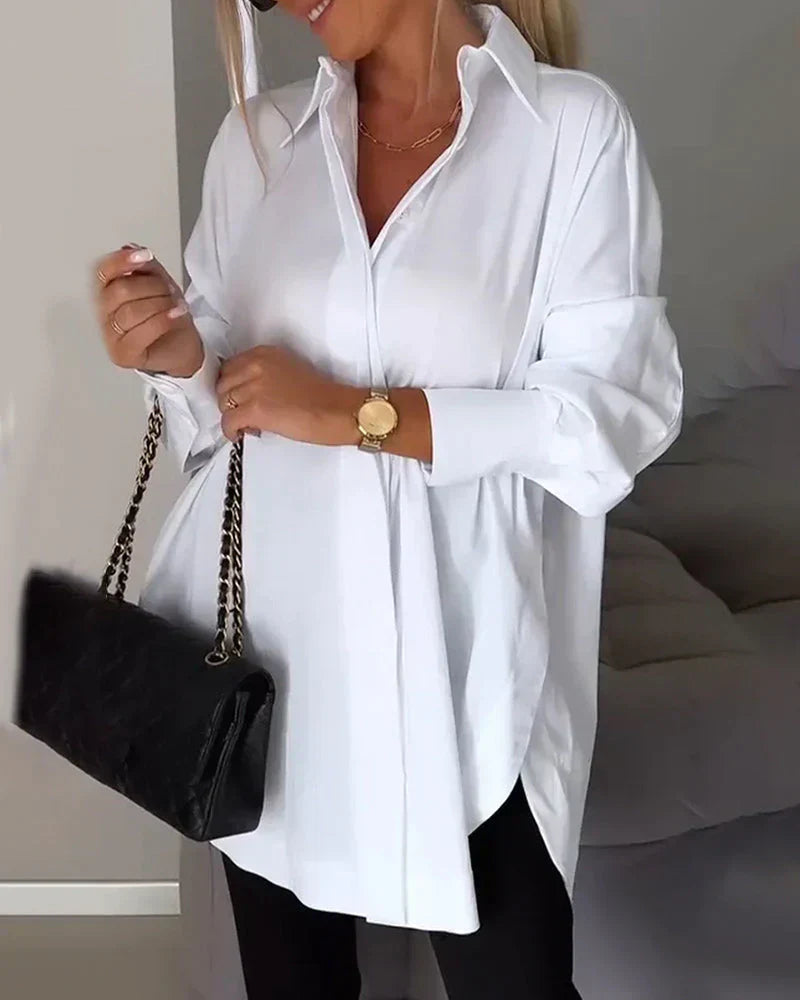 Olivia - Klassisk langermet skjorte med knapper